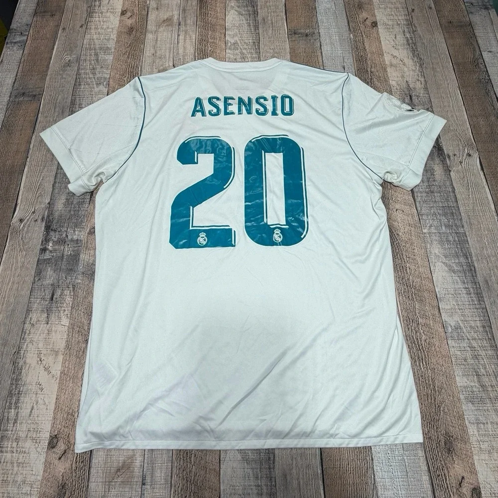 Adidas Real Madrid Soccer Jersey XL White Marco Asensio 20 ClimaCool FIFA 2017‎